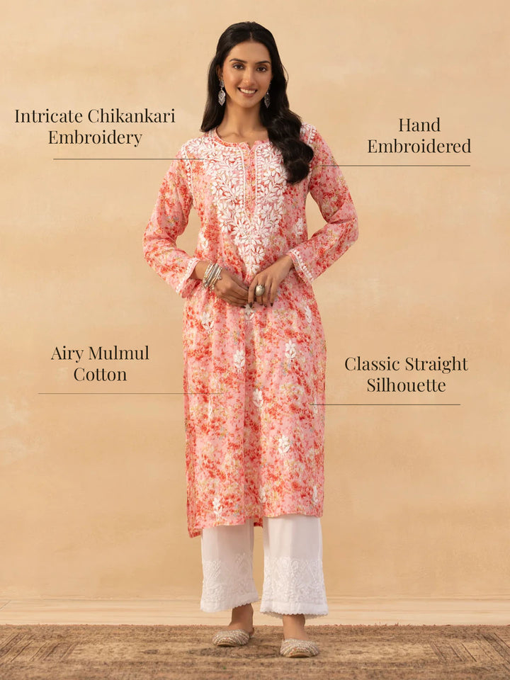 Amaira Mulmul Chikankari Straight Kurta