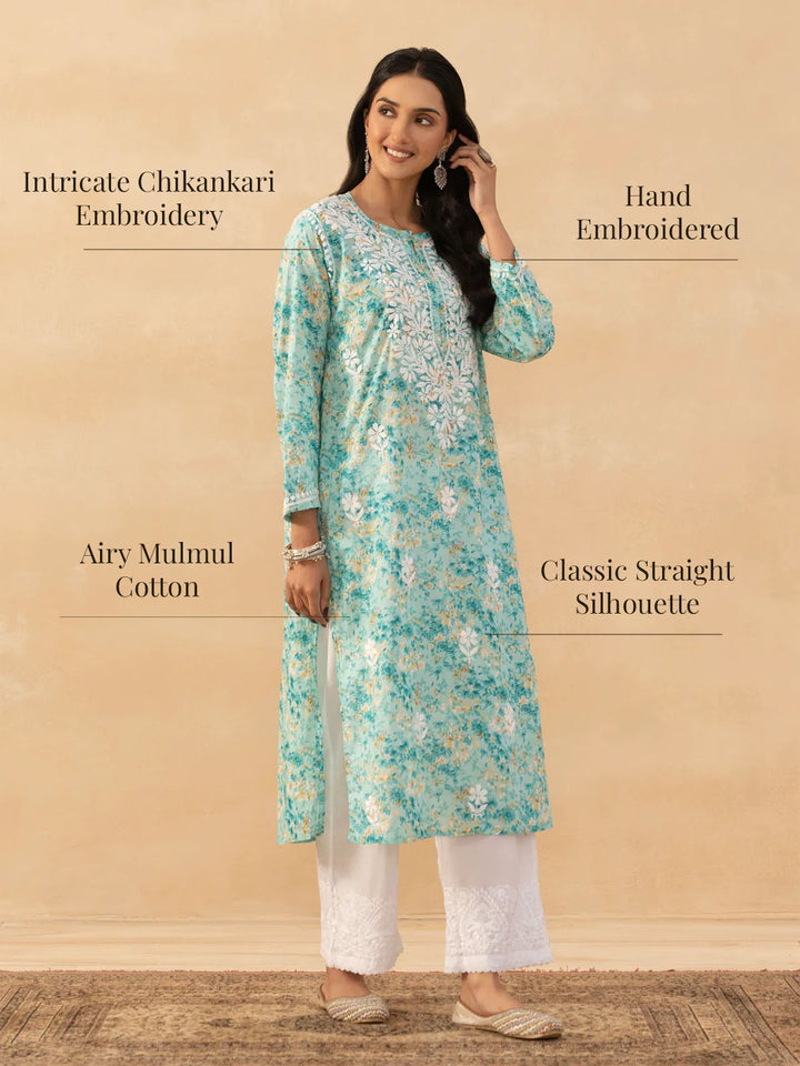 Amaira Mulmul Chikankari Straight Kurta