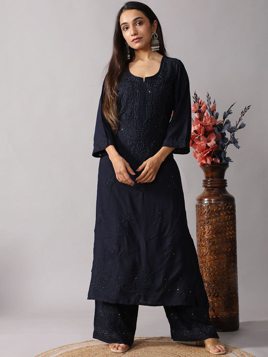 Avika Rayon Chikankari Mukaish Co-ord Set