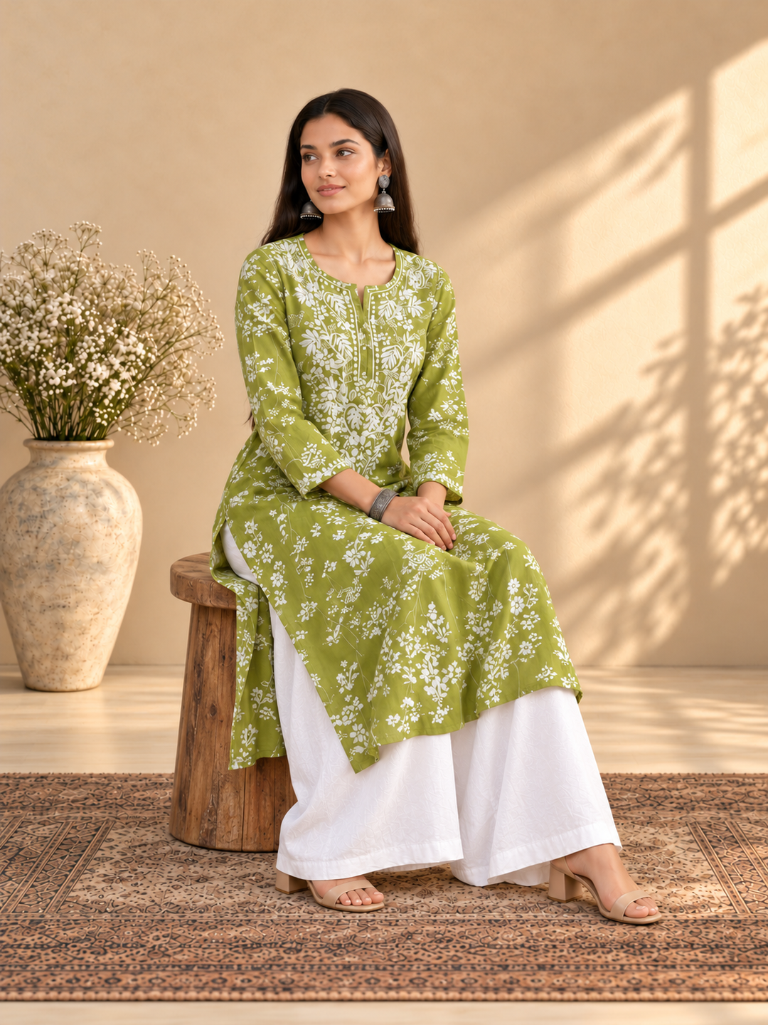 Zainab Chikankari Mulmul Straight Kurta