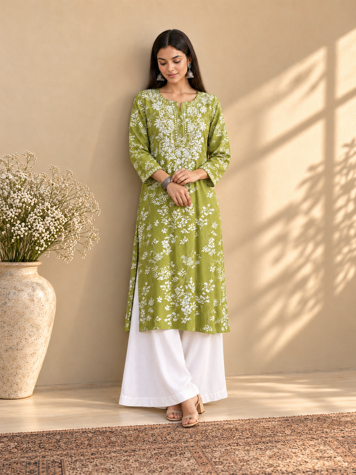Zainab Chikankari Mulmul Straight Kurta