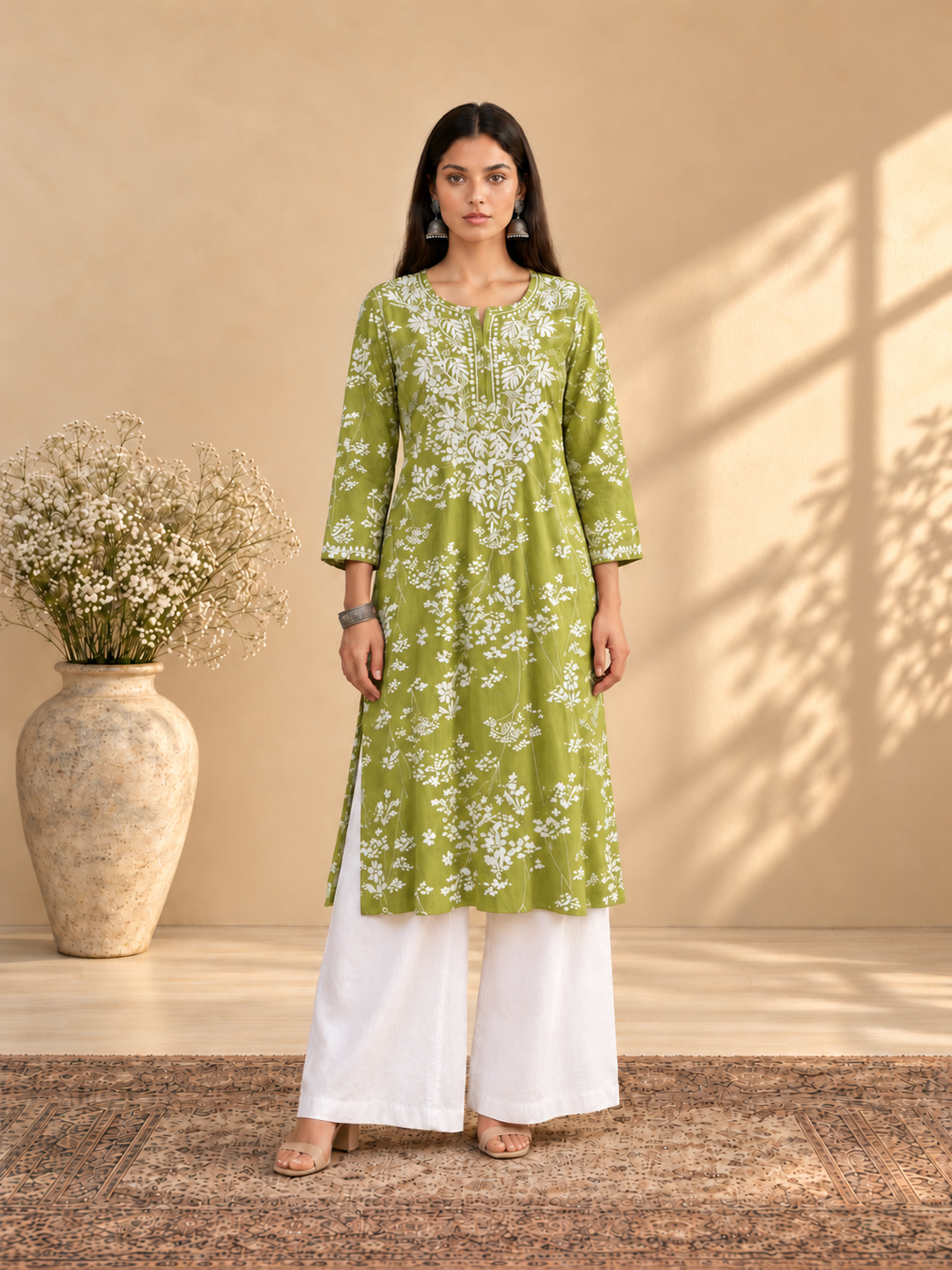 Zainab Chikankari Mulmul Straight Kurta