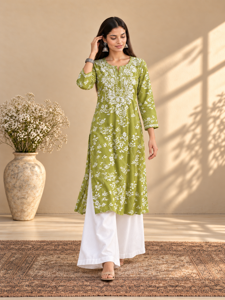 Zainab Chikankari Mulmul Straight Kurta