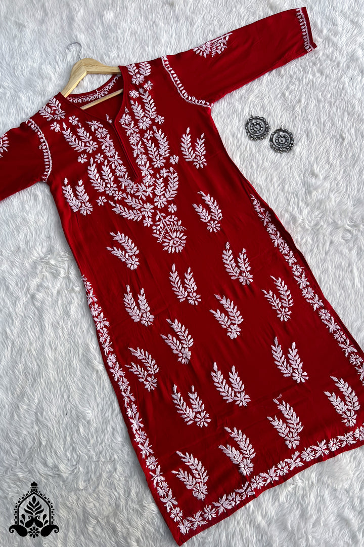 Vani Chikankari Rayon Straight Kurta