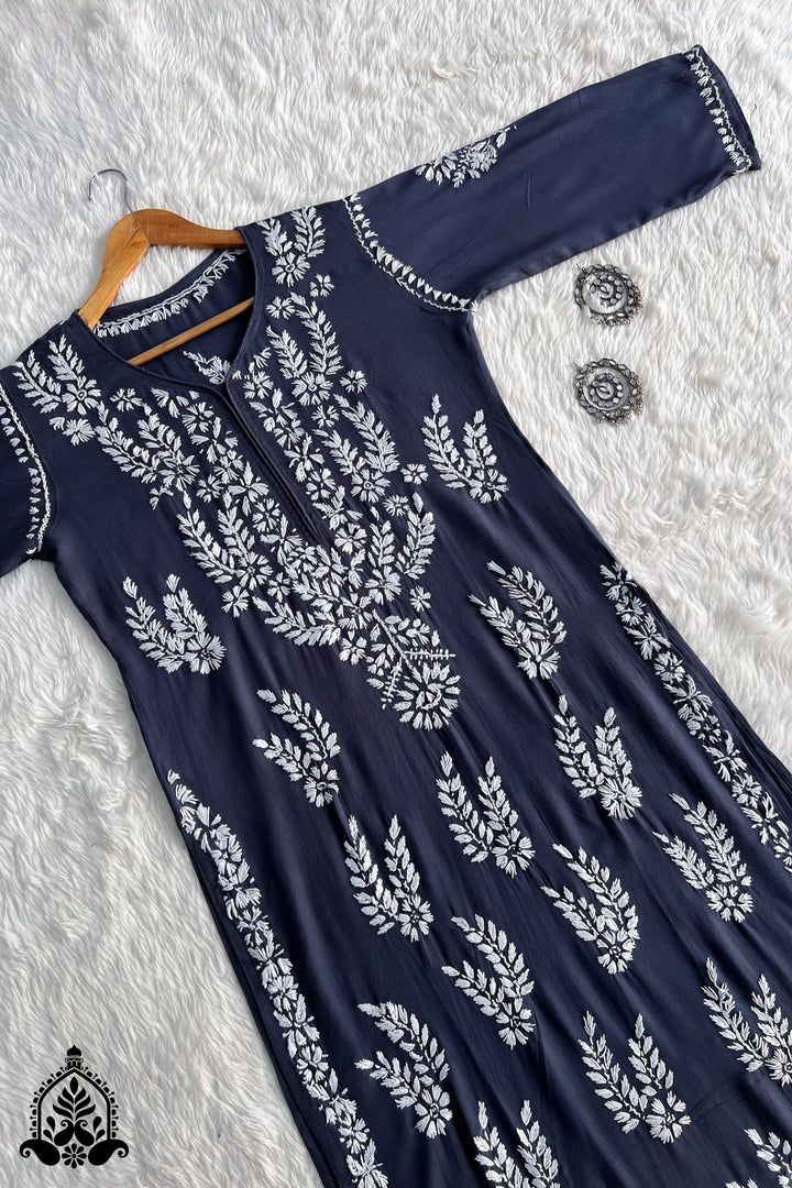 Vani Chikankari Rayon Straight Kurta