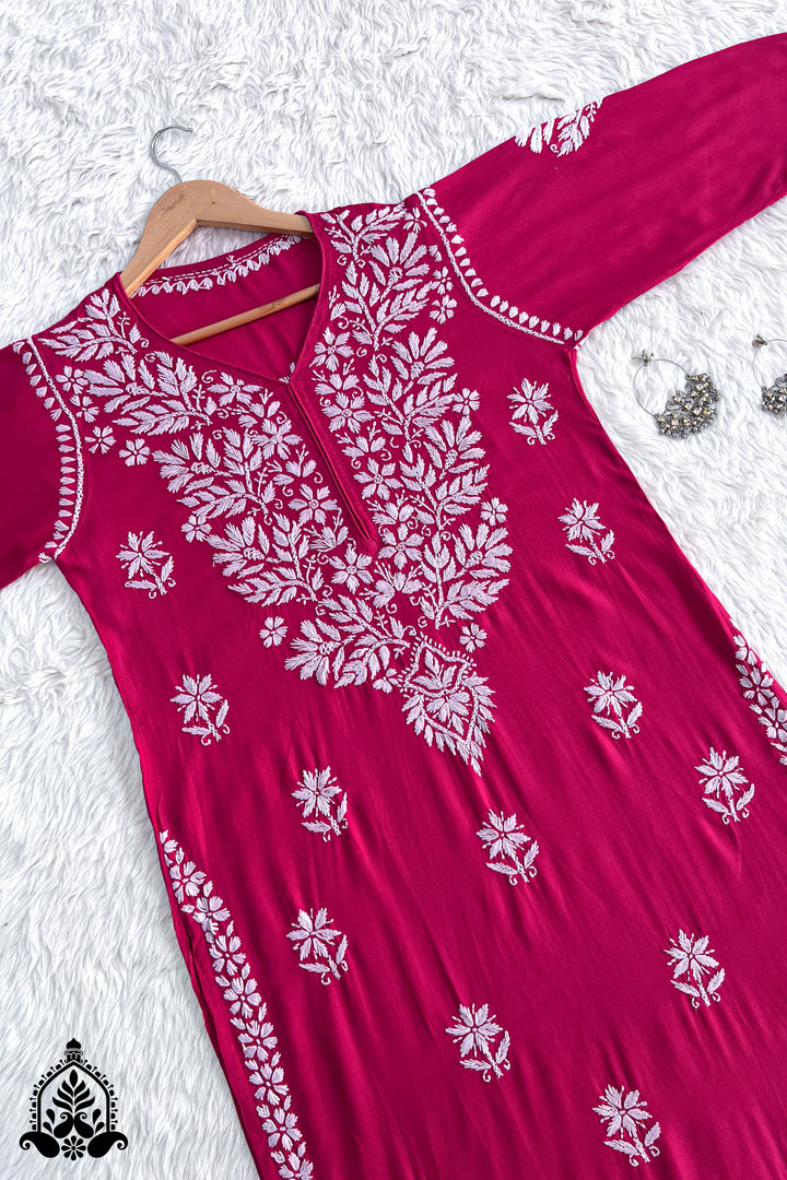 Deepika Chikankari Rayon Straight Kurta