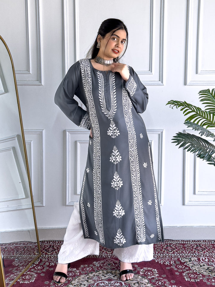 Tarini Rayon Chikankari Straight Kurta