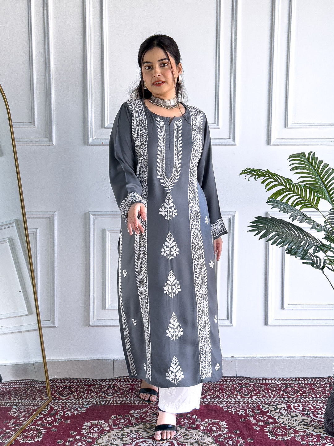 Tarini Rayon Chikankari Straight Kurta