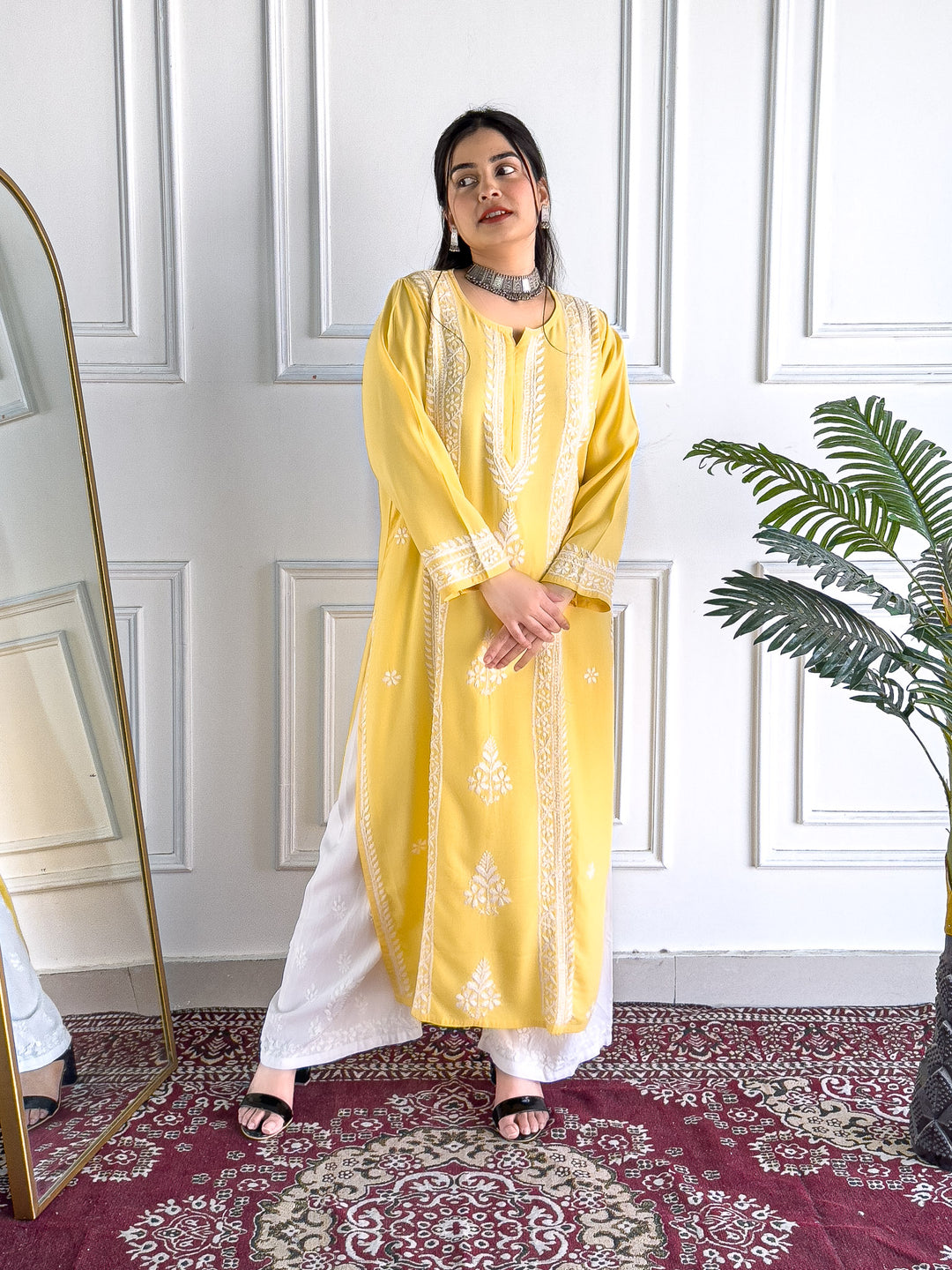 Tarini Rayon Chikankari Straight Kurta