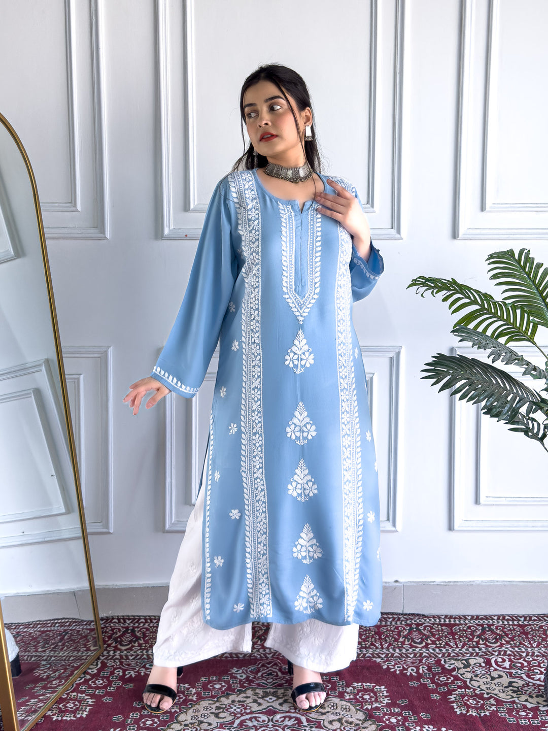 Tarini Rayon Chikankari Straight Kurta