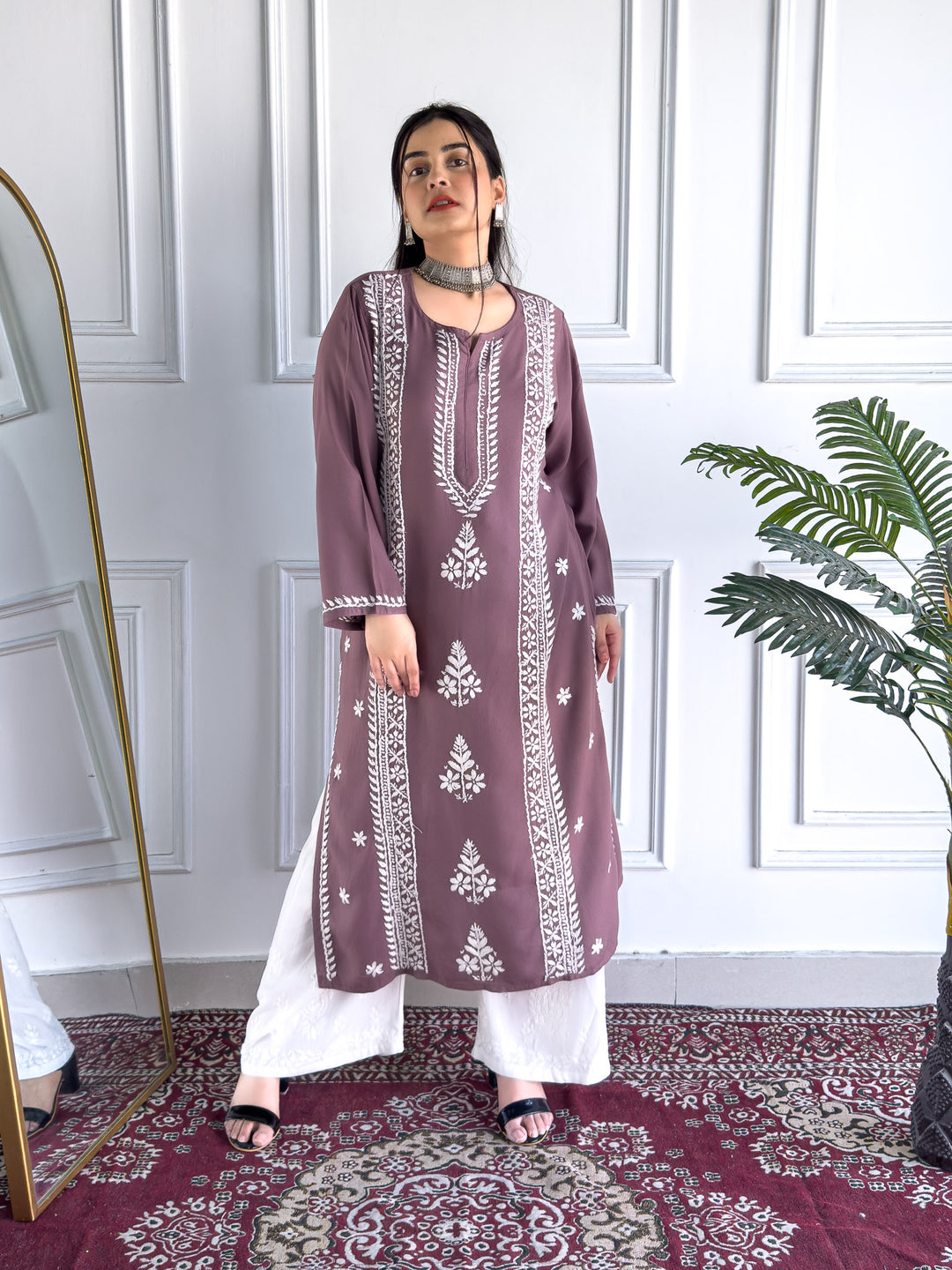Tarini Rayon Chikankari Straight Kurta