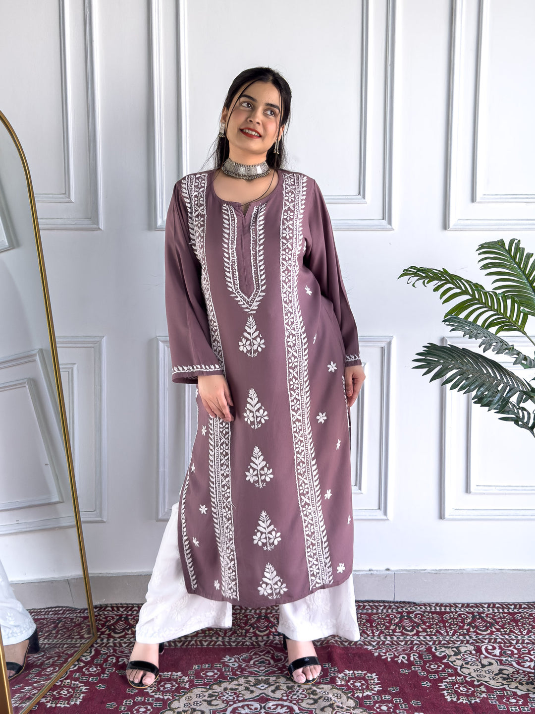 Tarini Rayon Chikankari Straight Kurta