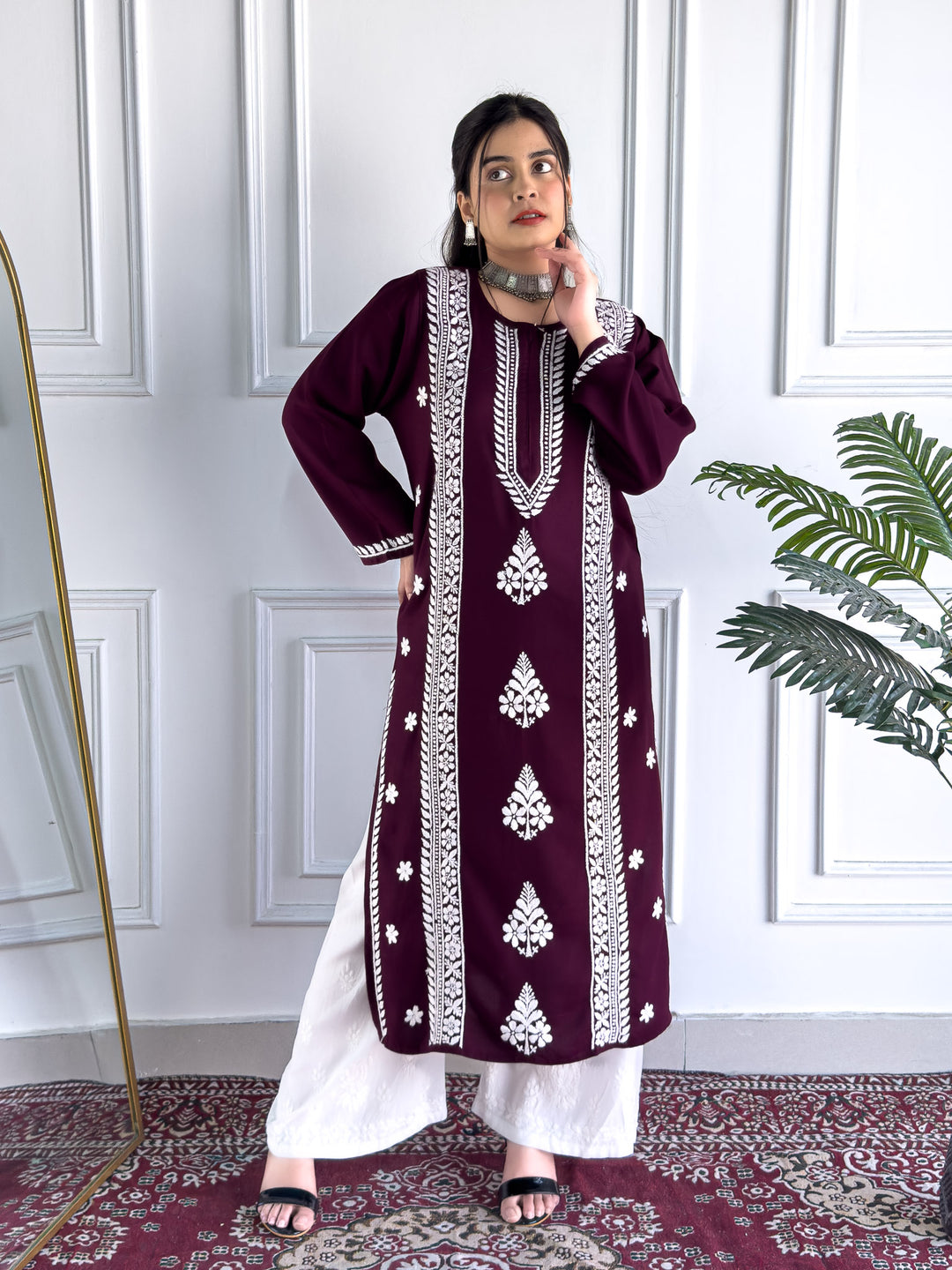 Tarini Rayon Chikankari Straight Kurta