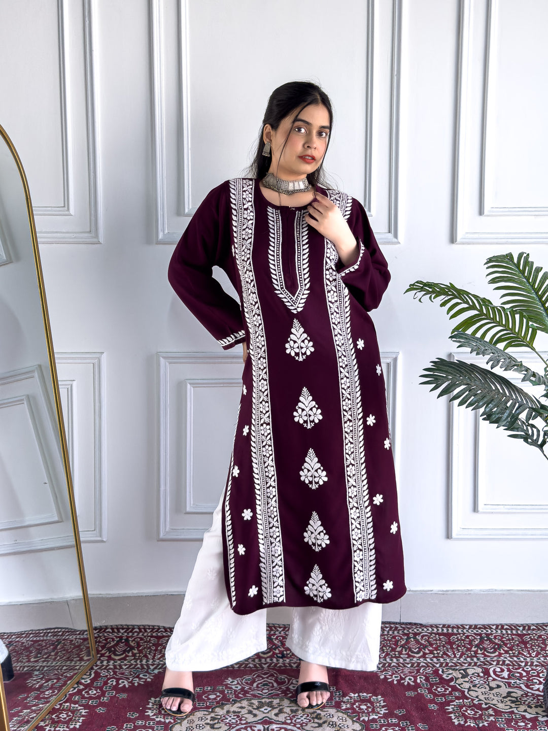 Tarini Rayon Chikankari Straight Kurta