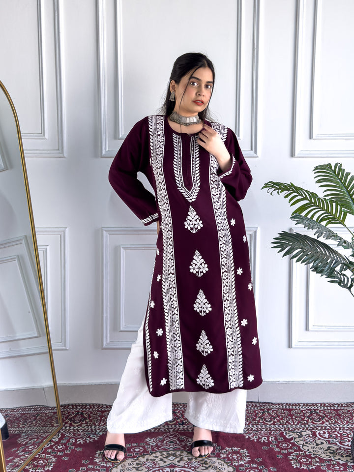 Tarini Rayon Chikankari Straight Kurta
