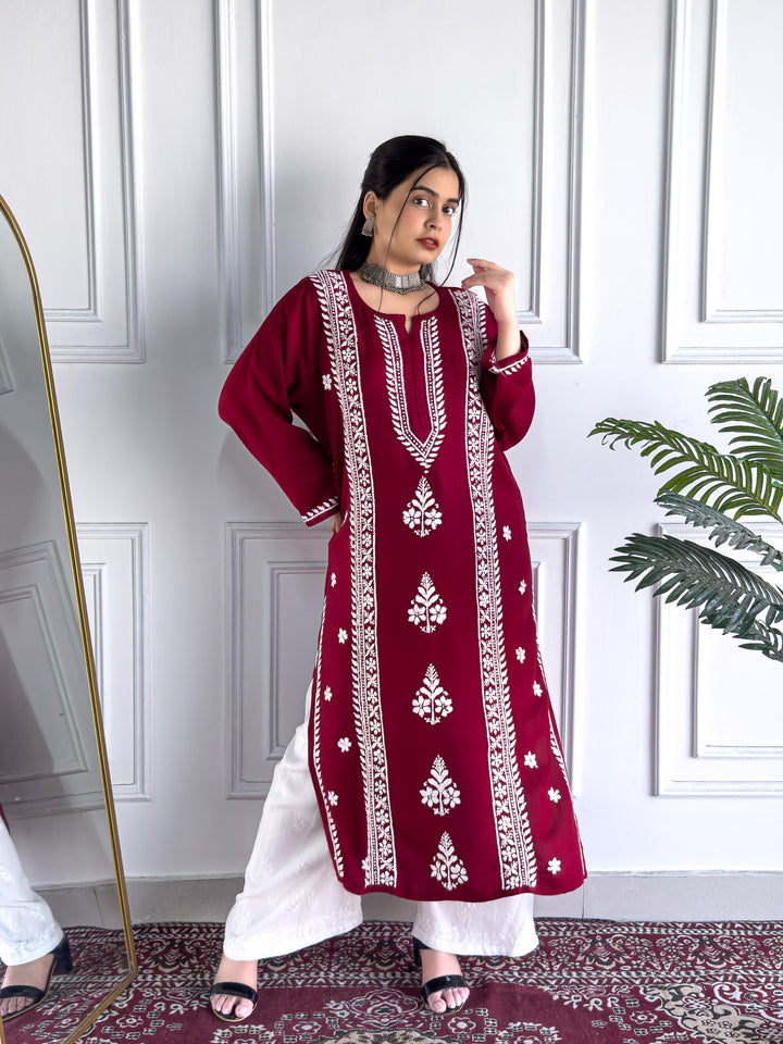 Tarini Rayon Chikankari Straight Kurta
