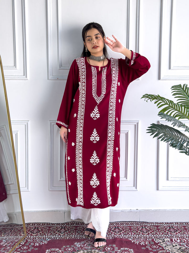 Tarini Rayon Chikankari Straight Kurta