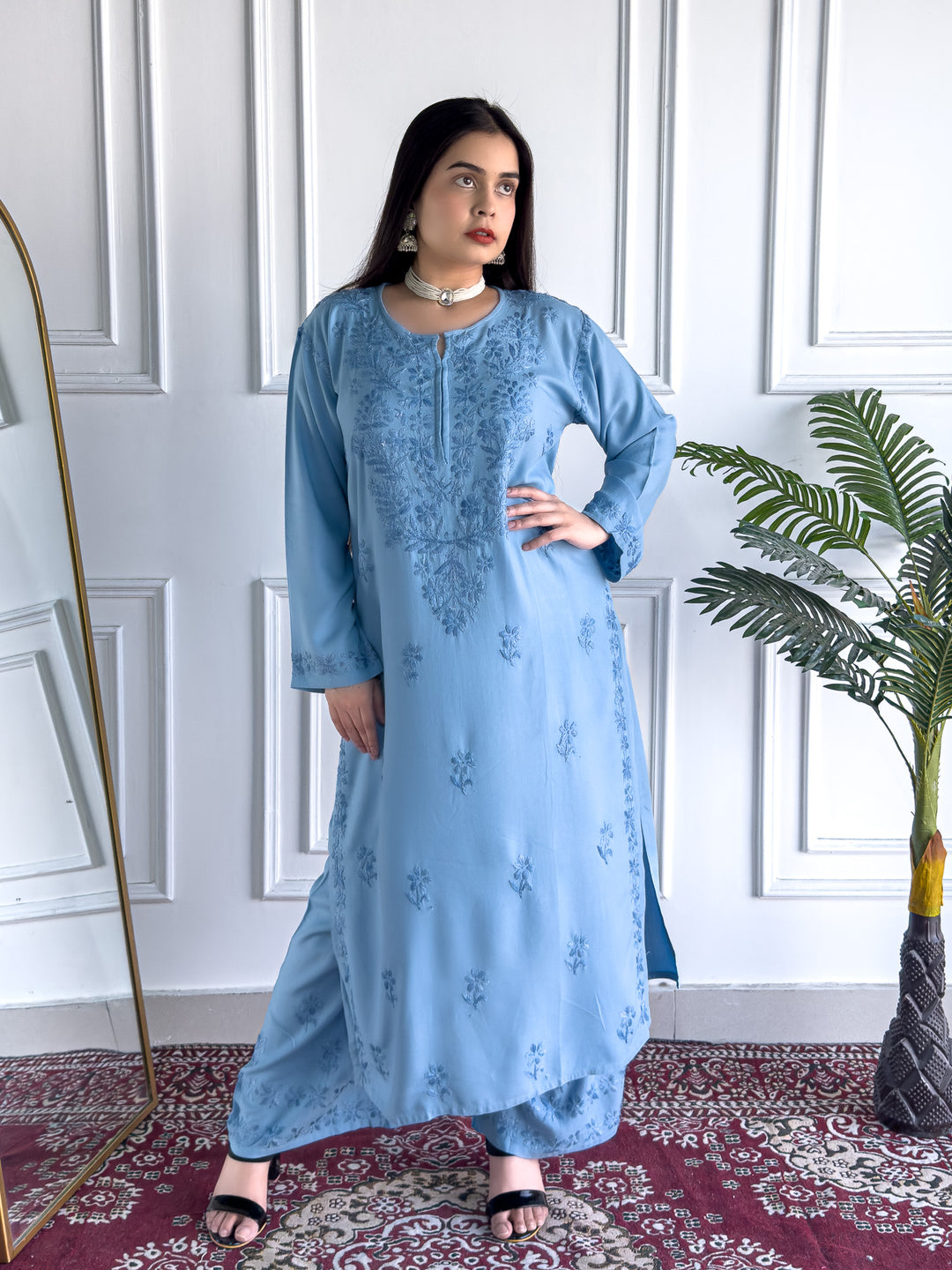 Faiza Chikankari Rayon Co-ord Set