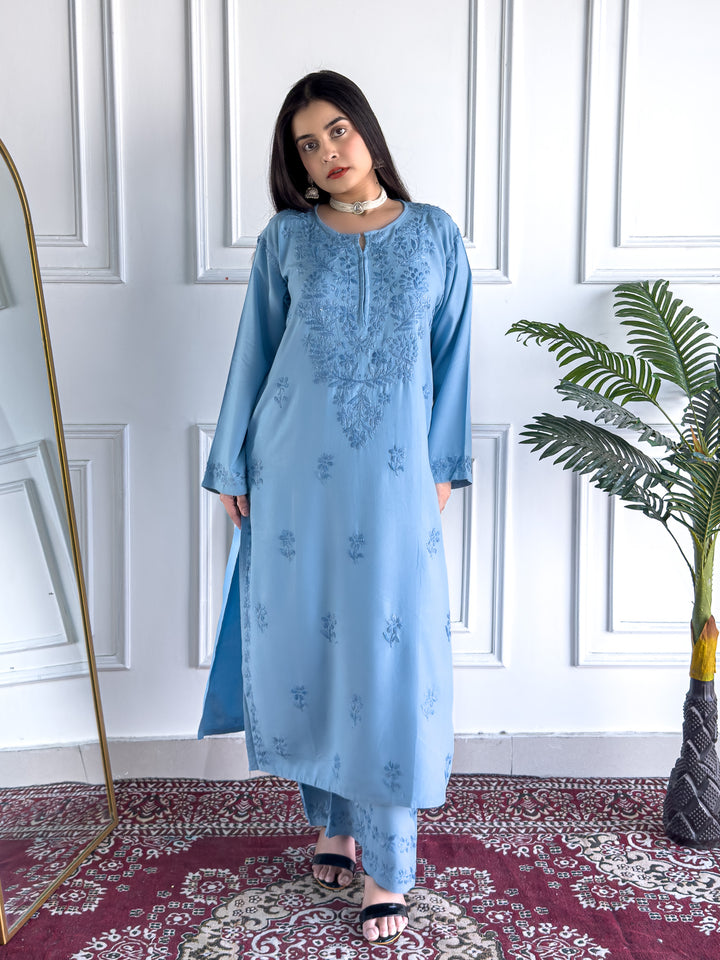Faiza Chikankari Rayon Co-ord Set