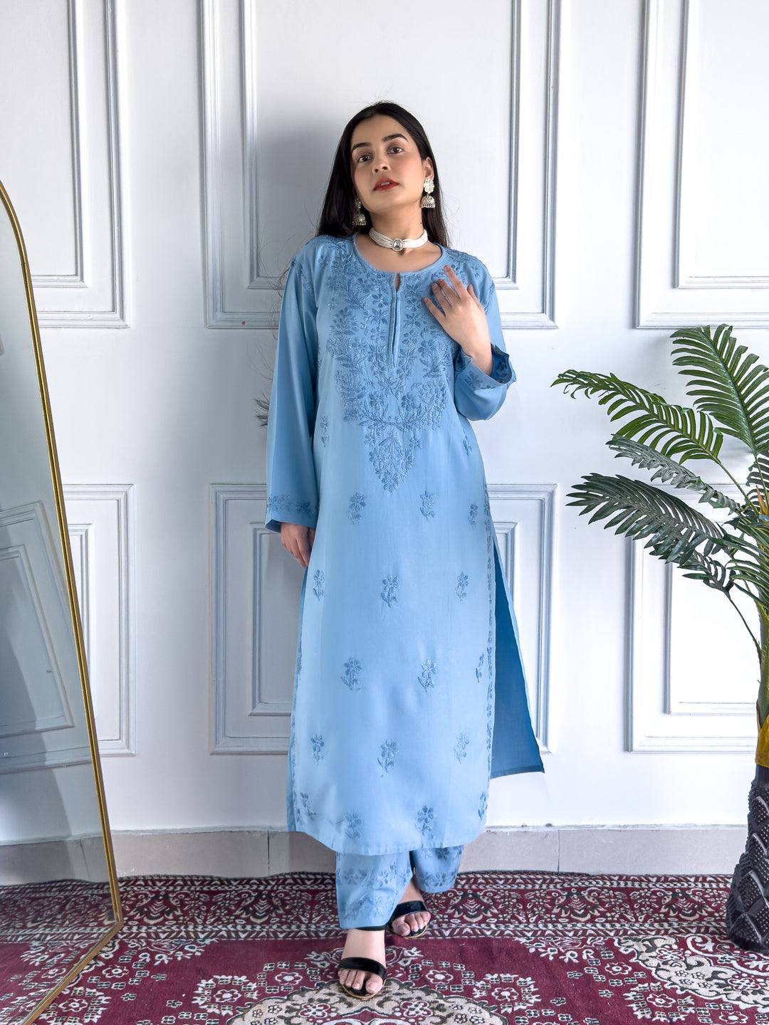 Faiza Chikankari Rayon Co-ord Set