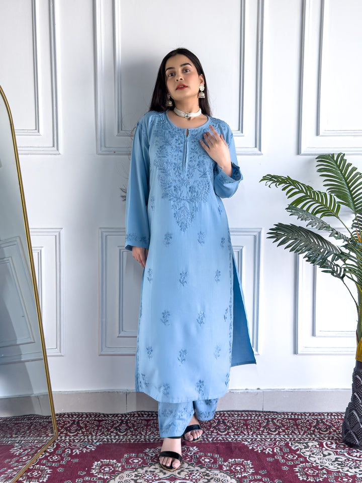Faiza Chikankari Rayon Co-ord Set