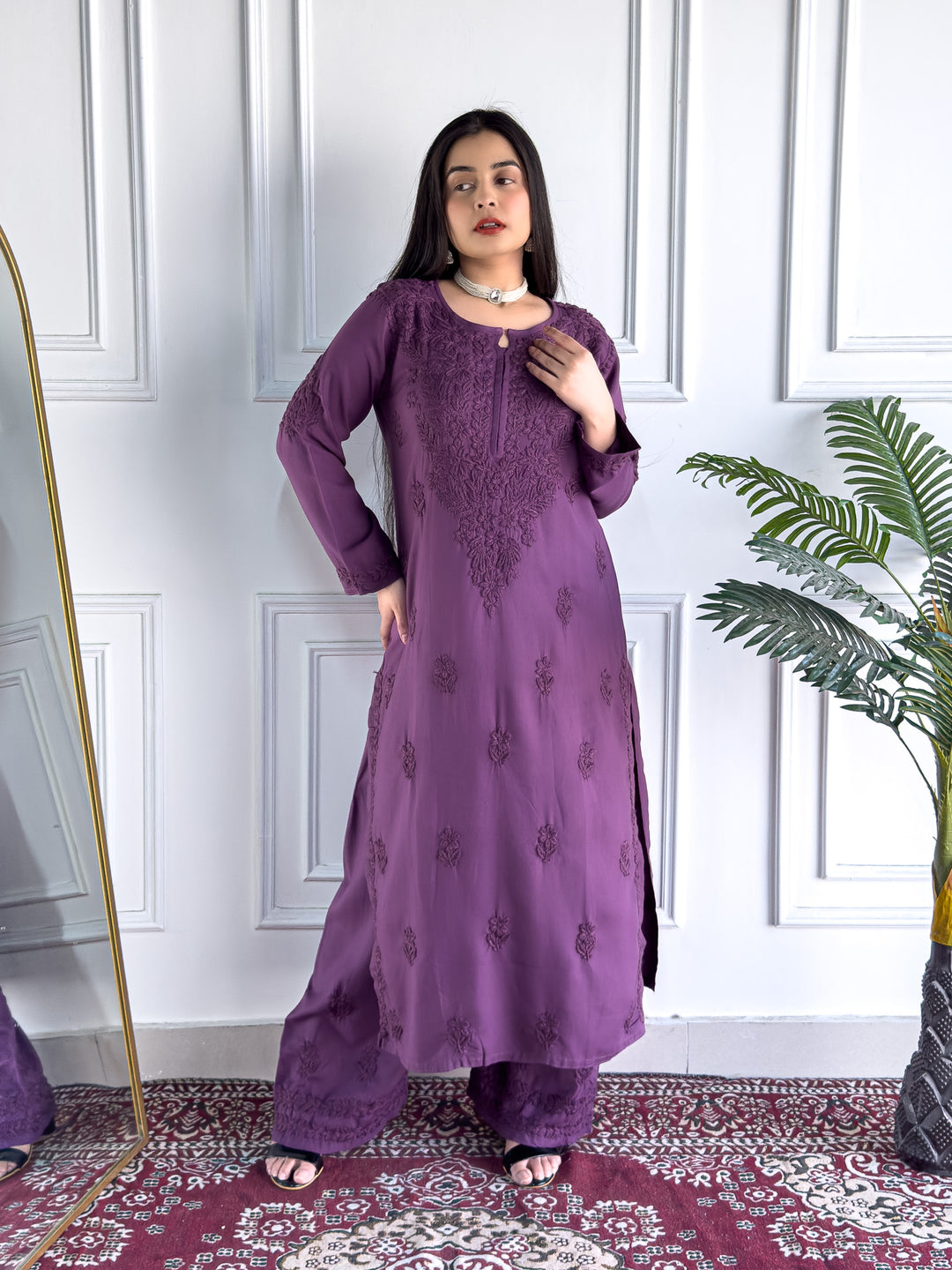 Faiza Chikankari Rayon Co-ord Set