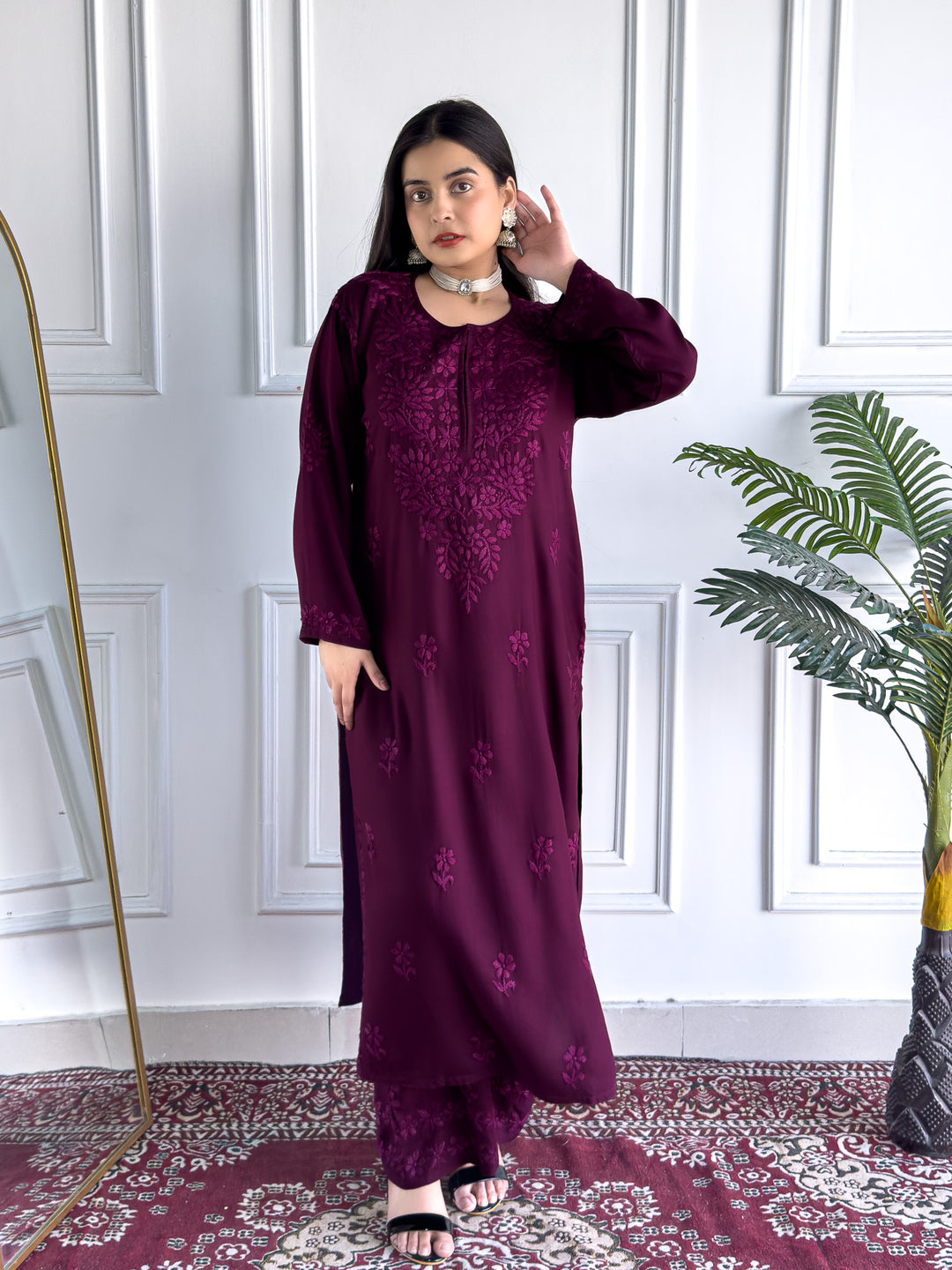 Faiza Chikankari Rayon Co-ord Set