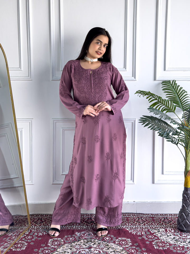Faiza Chikankari Rayon Co-ord Set