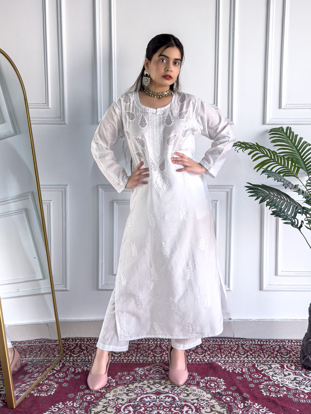 Karisma Chanderi Chikankari Mukaish Straight Kurta