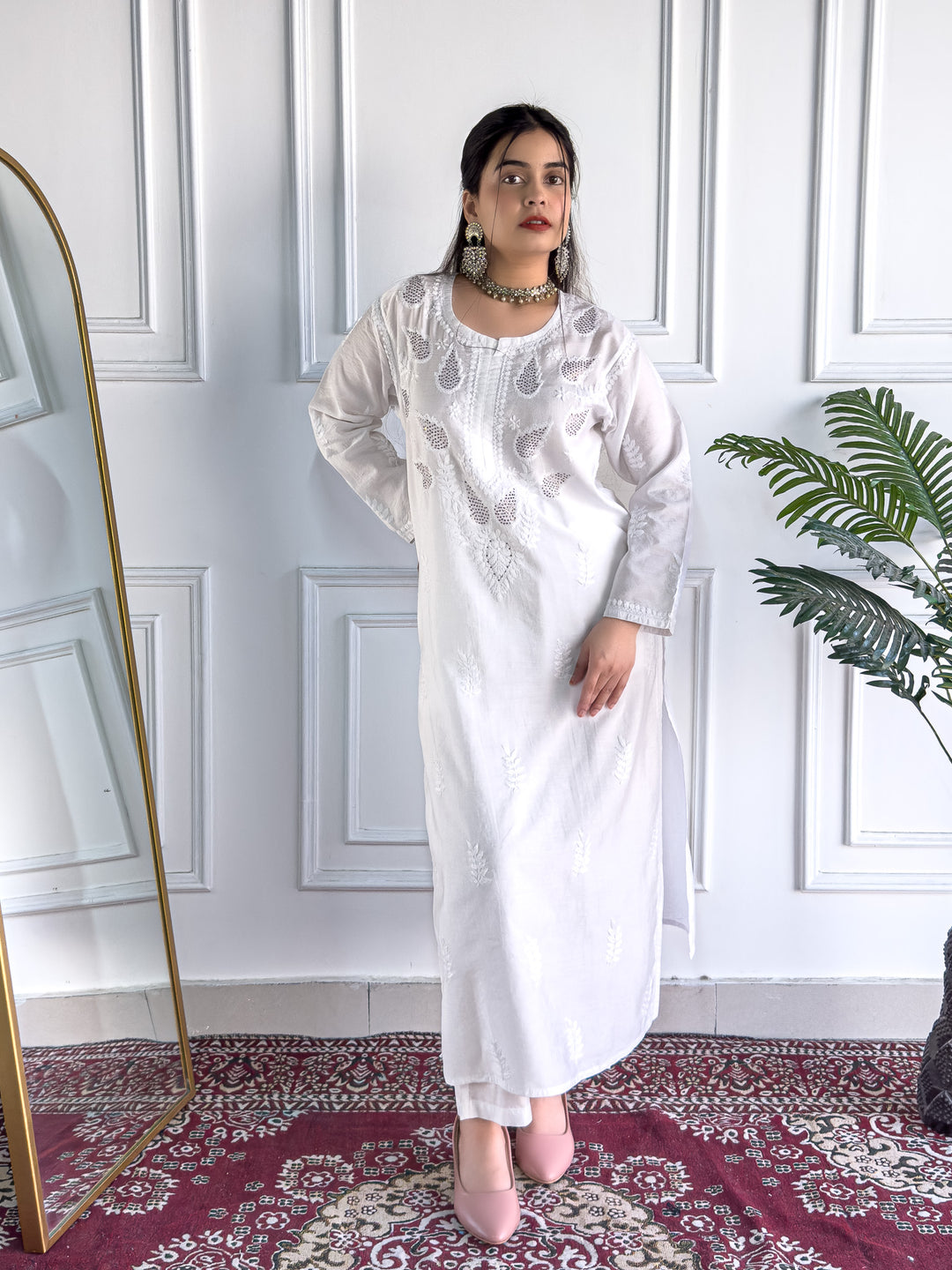 Karisma Chanderi Chikankari Mukaish Straight Kurta