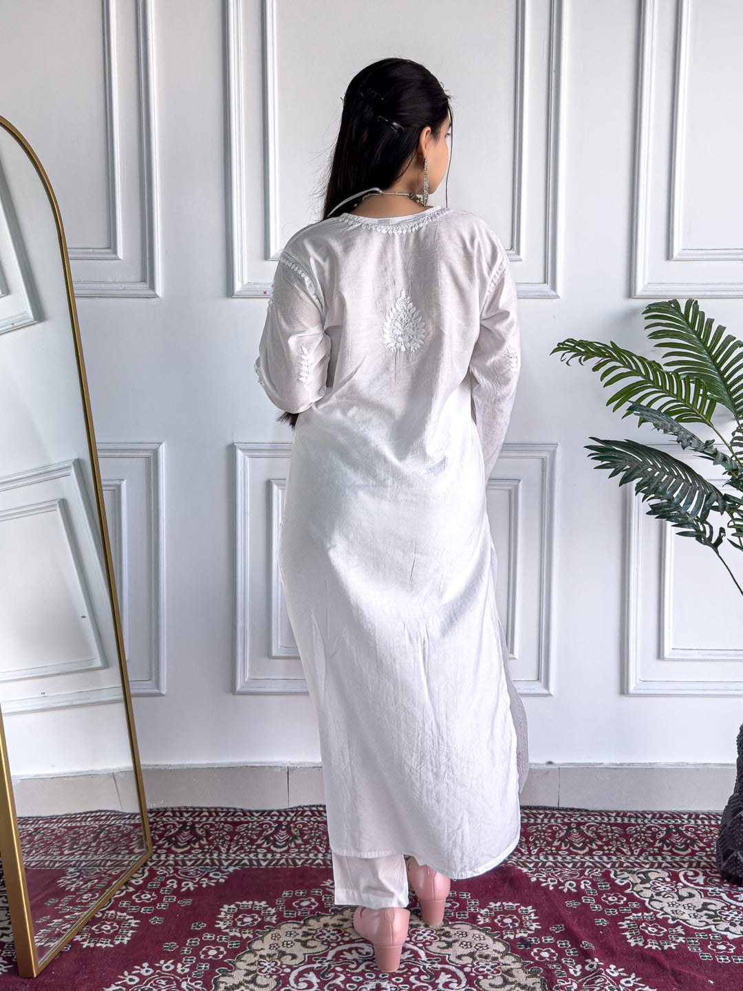 Karisma Chanderi Chikankari Mukaish Straight Kurta