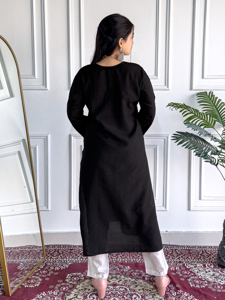 Karisma Chanderi Chikankari Mukaish Straight Kurta