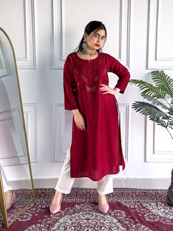 Karisma Chanderi Chikankari Mukaish Straight Kurta