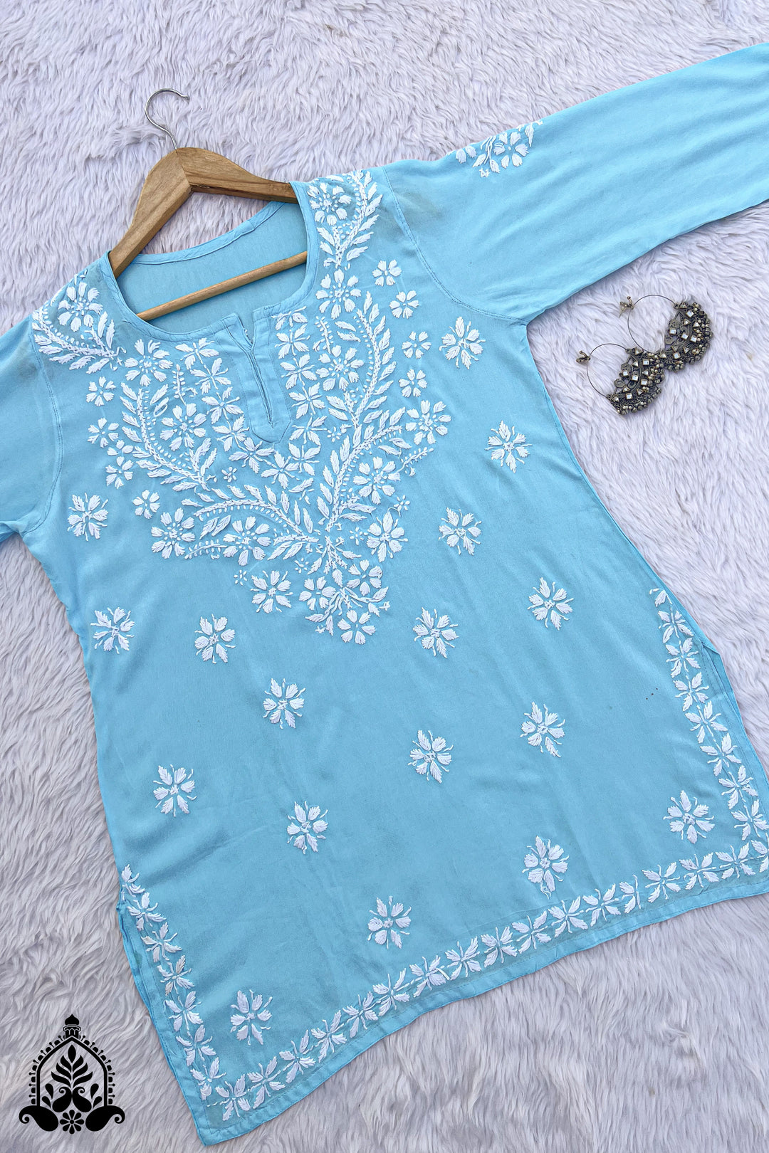 Insha Chikankari Short Rayon Kurti