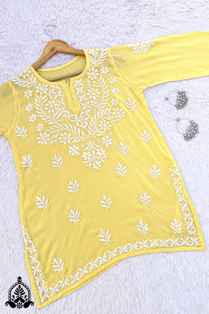 Insha Chikankari Short Rayon Kurti