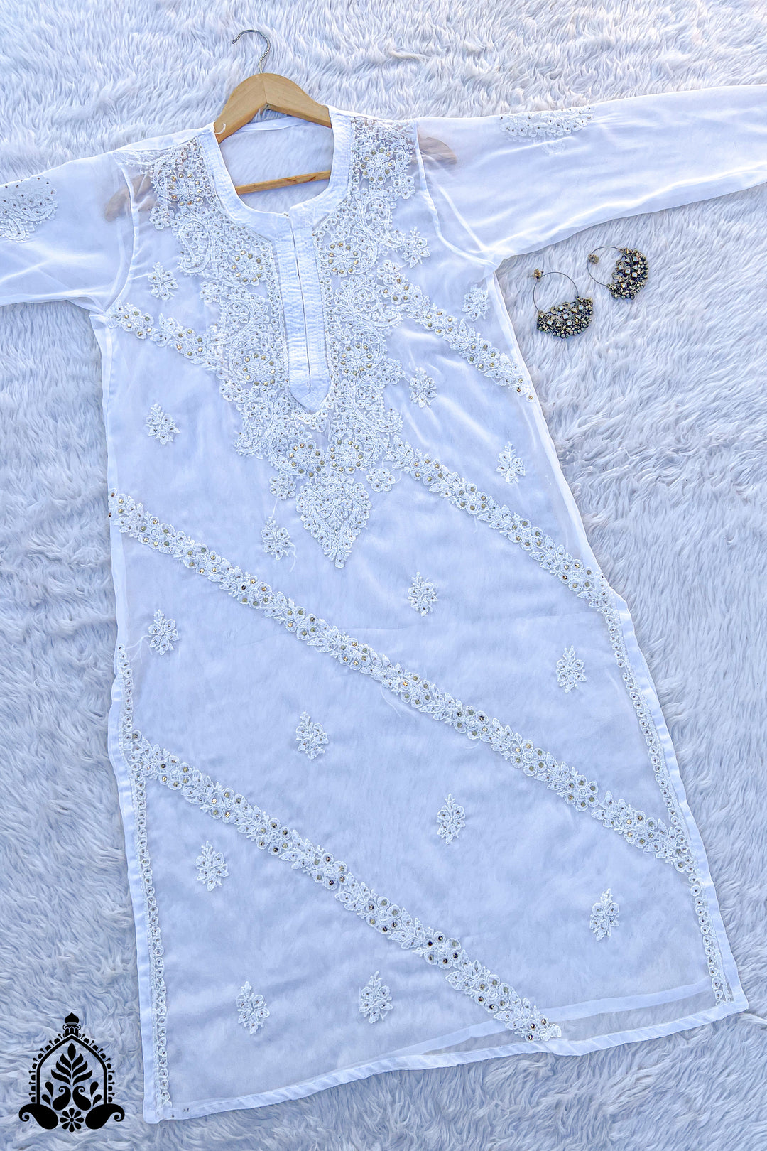 Noor Chikankari Mukaish Straight Kurta