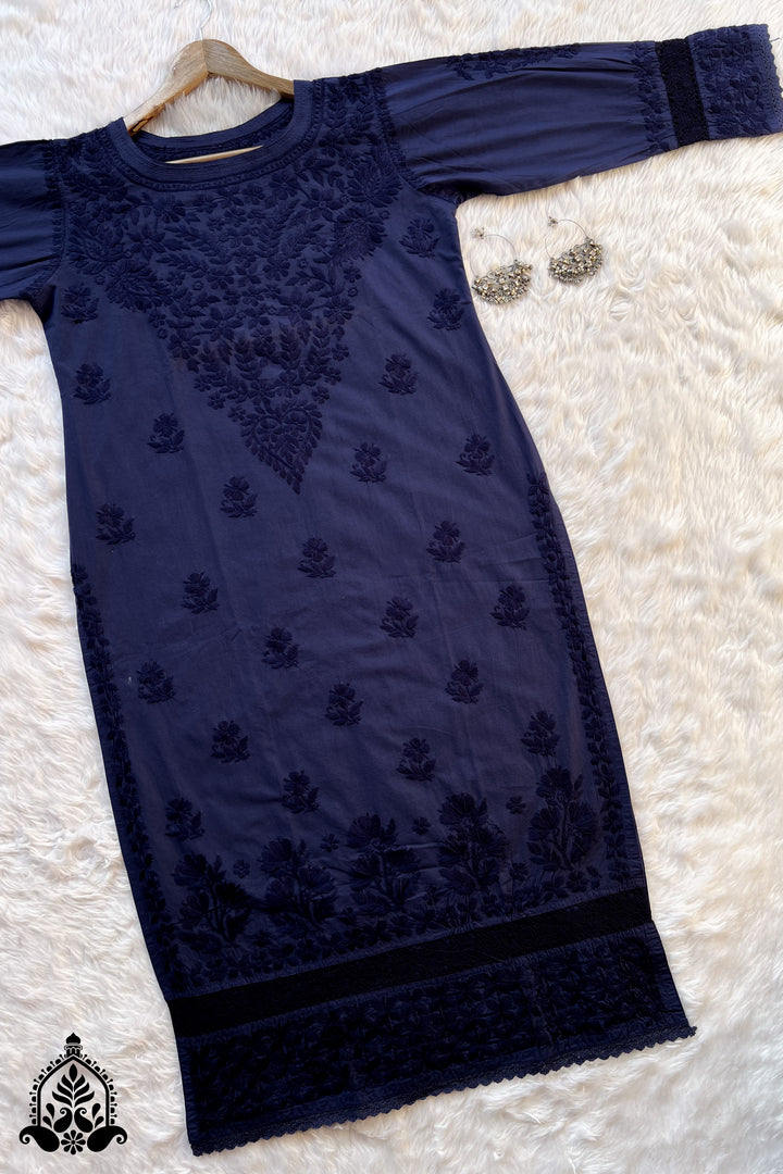 Rooh Chikankari Cotton Lace Straight Kurta