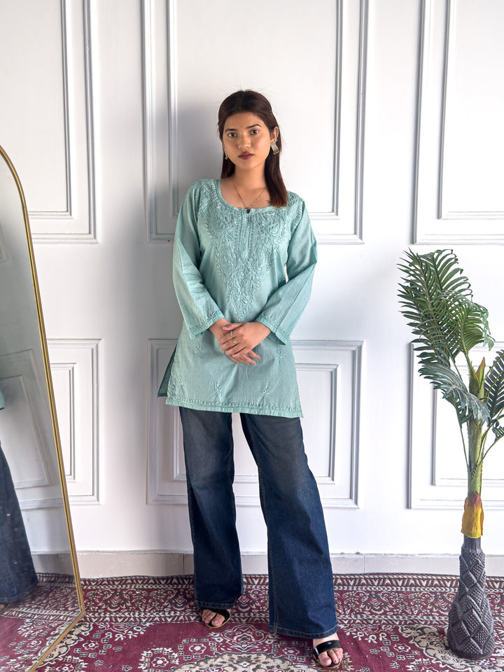 Avya Chikankari Dyed Short Kurti