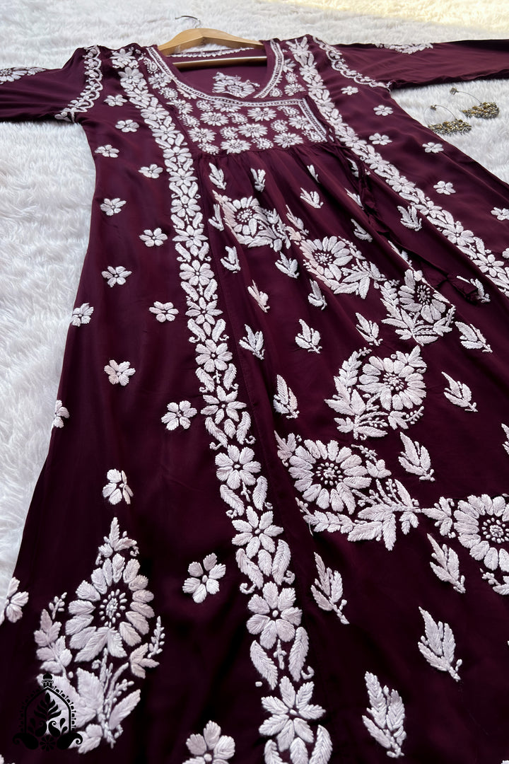 Kuhu Chikankari Premium  Modal Angarkha Gown