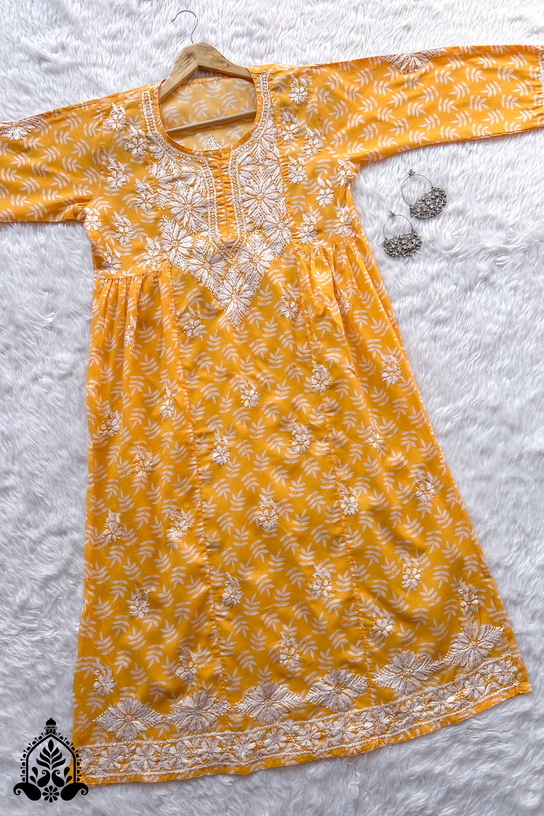 Gauri Chikankari Cotton Print A-line Gown