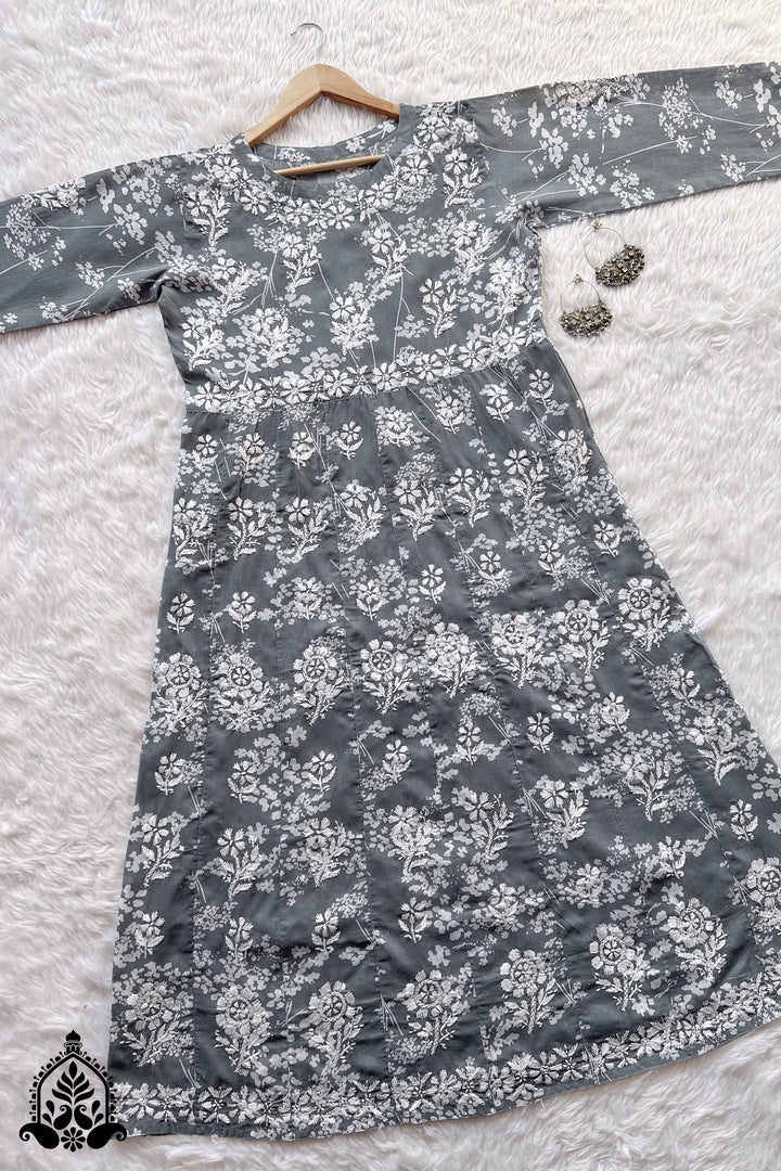 Arzoo Chikankari Cotton Print Long Gown