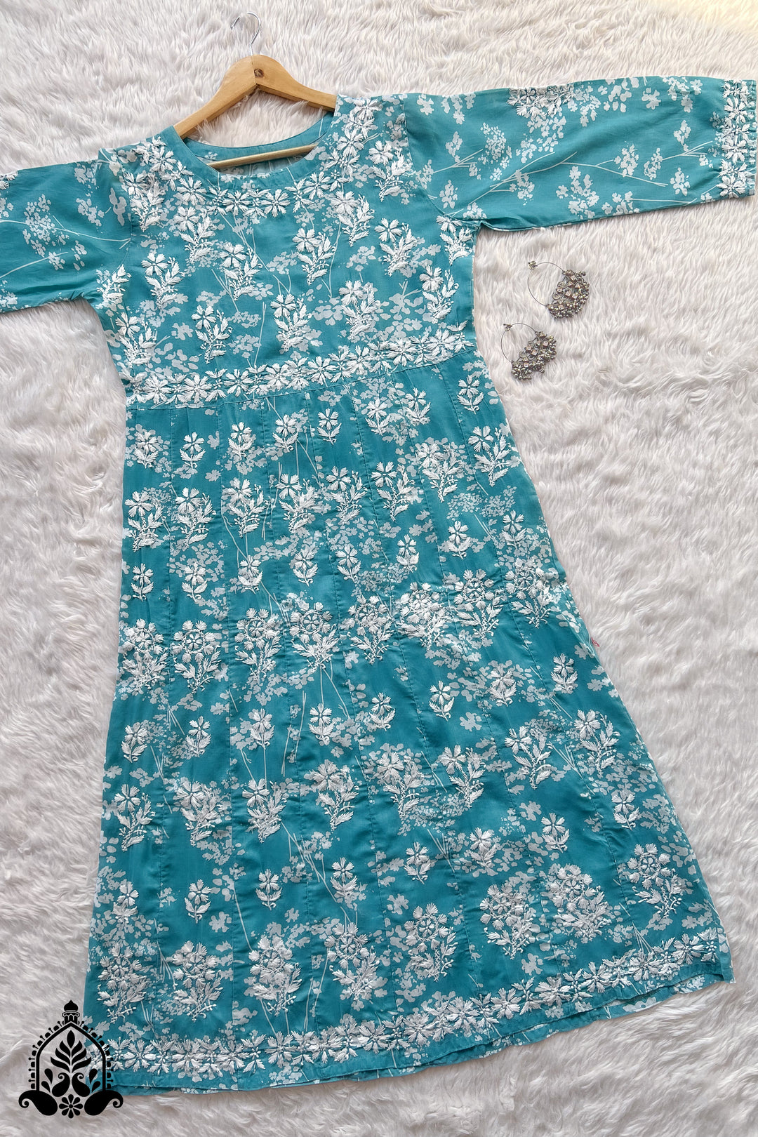 Arzoo Chikankari Cotton Print Long Gown