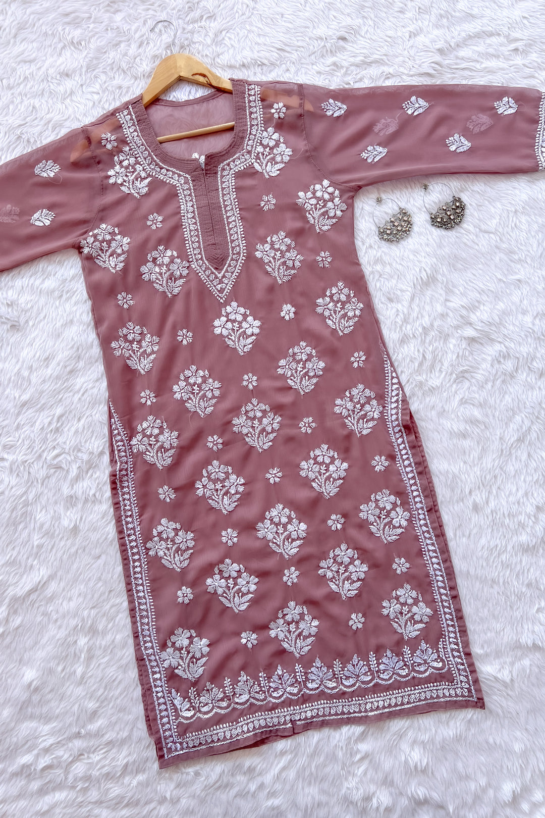 Jannat Chikankari Sheer Georgette Straight Kurta