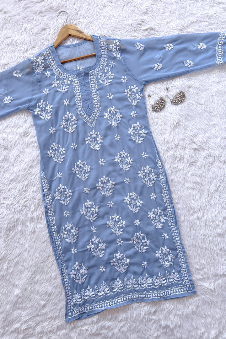 Jannat Chikankari Sheer Georgette Straight Kurta