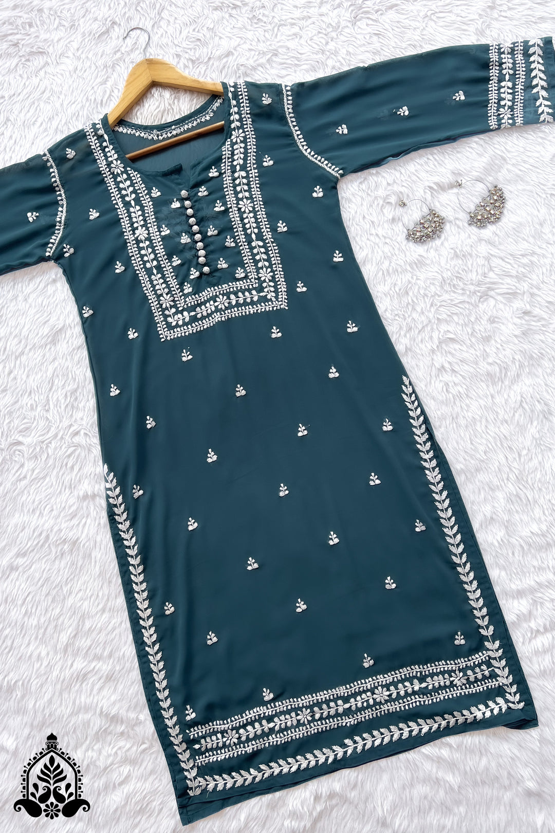 Wafa Chikankari Sheer Georgette Straight Kurta