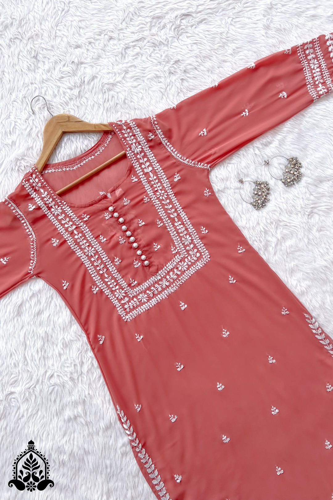 Wafa Chikankari Sheer Georgette Straight Kurta