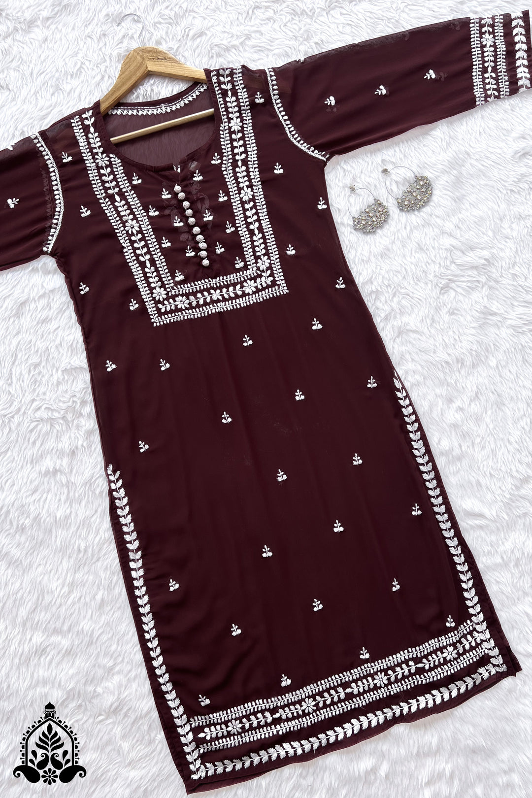 Wafa Chikankari Sheer Georgette Straight Kurta