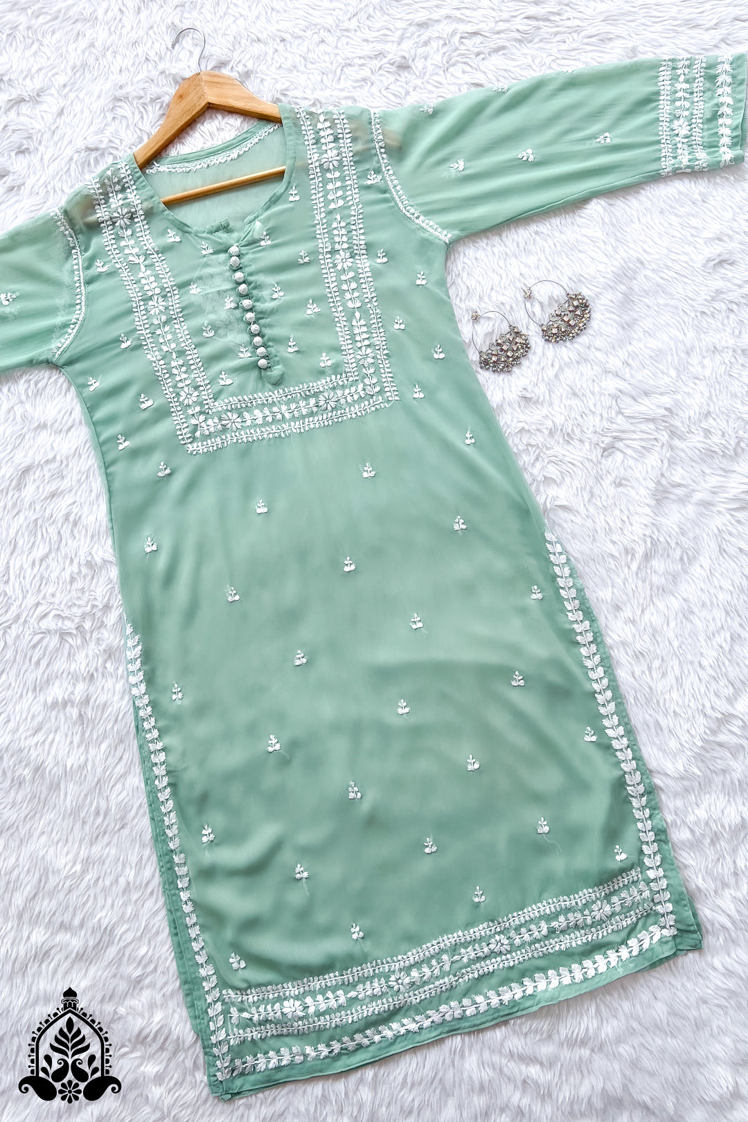 Wafa Chikankari Sheer Georgette Straight Kurta