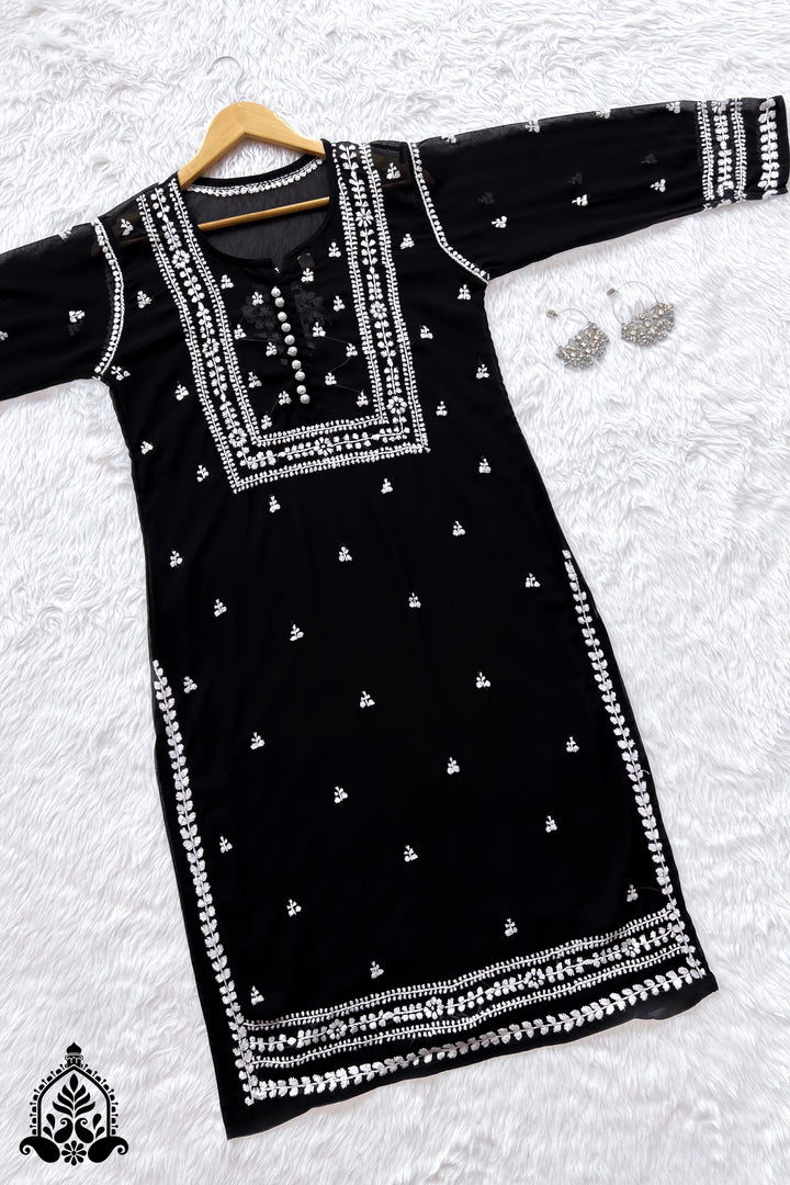 Wafa Chikankari Sheer Georgette Straight Kurta