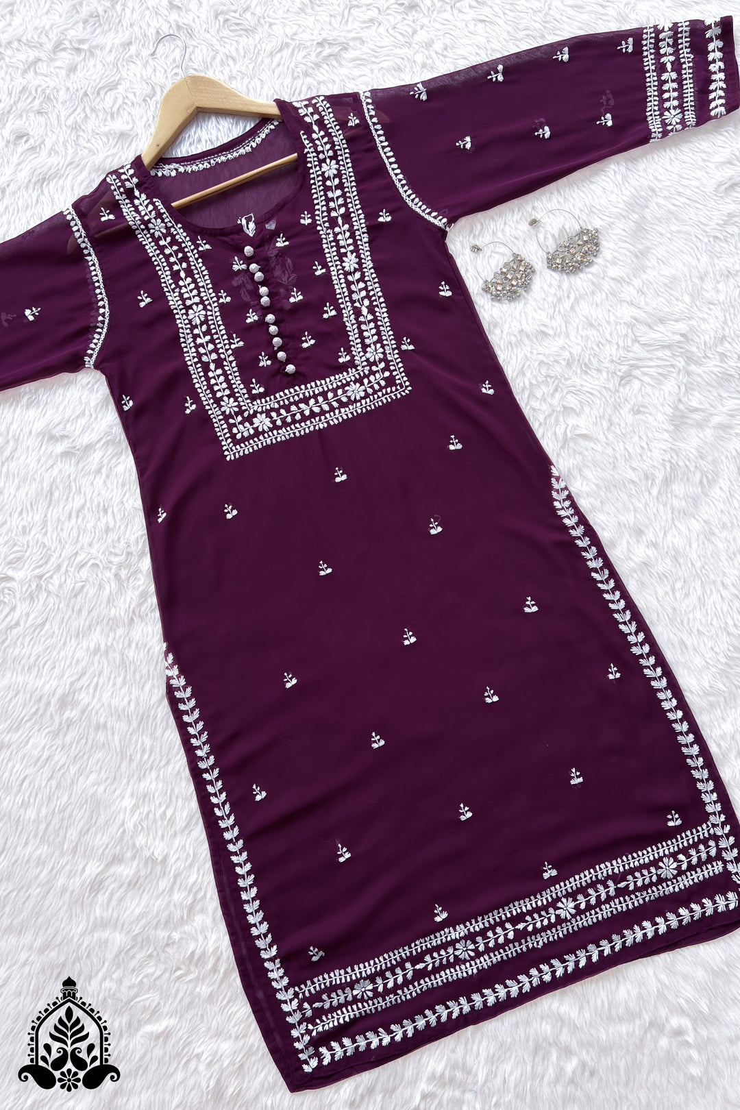 Wafa Chikankari Sheer Georgette Straight Kurta